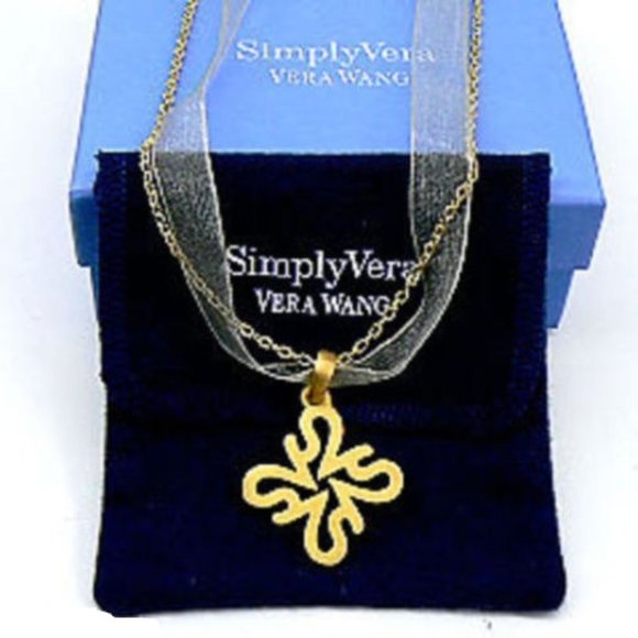 VERA WANG 18KT Gold over Silver Logo Signature Nec - Picture 3 of 10